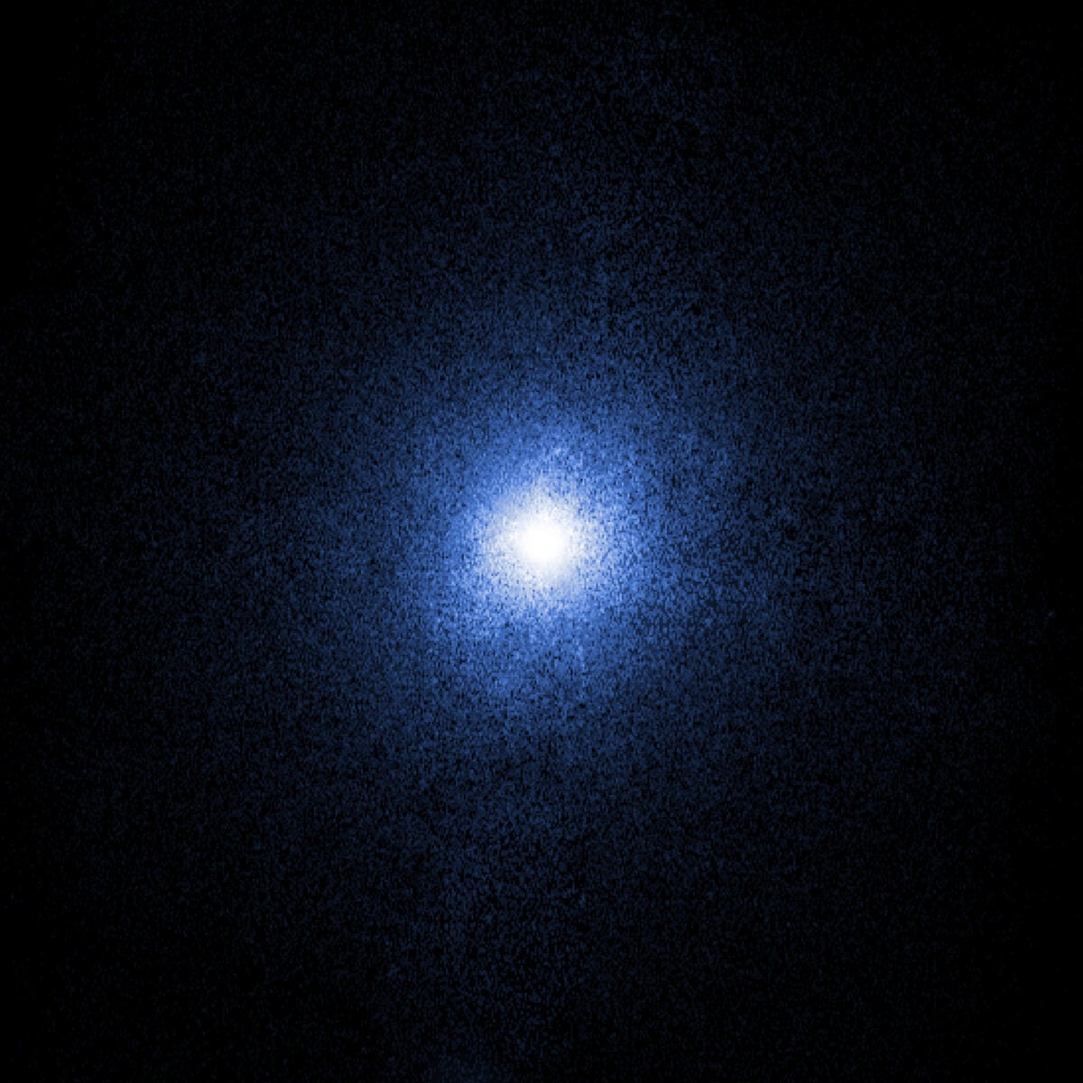 This Chandra X-ray Observatory image shows the black hole Cygnus X-1, which does not give off visible light. Instead, the accretion disk of material around the black hole, pulled from its stellar companion, glows so hot that it gives off X-rays.